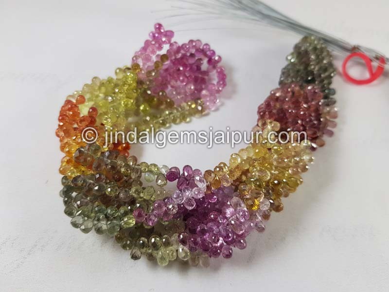 Multi Sapphire Faceted Drops Beads